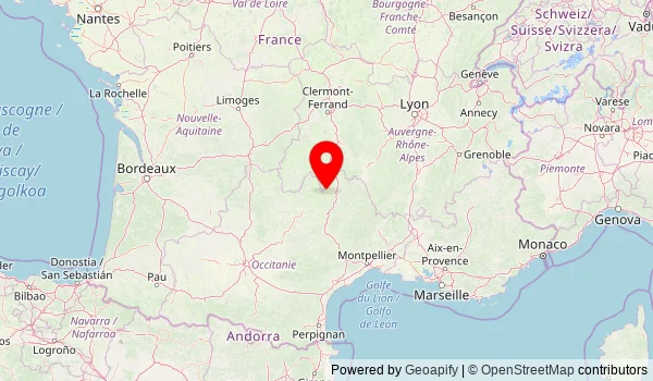 Mappa del Massiccio Centrale francese con evidenziato l'altopiano dell'Aubrac, tra Cantal, Aveyron e Lozère