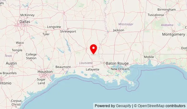 Mappa della Louisiana, Stati Uniti, con Baton Rouge e Lafayette