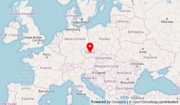 Mappa della Boemia, in Repubblica Ceca, con le città di Praga, Plzeň e České Budějovice